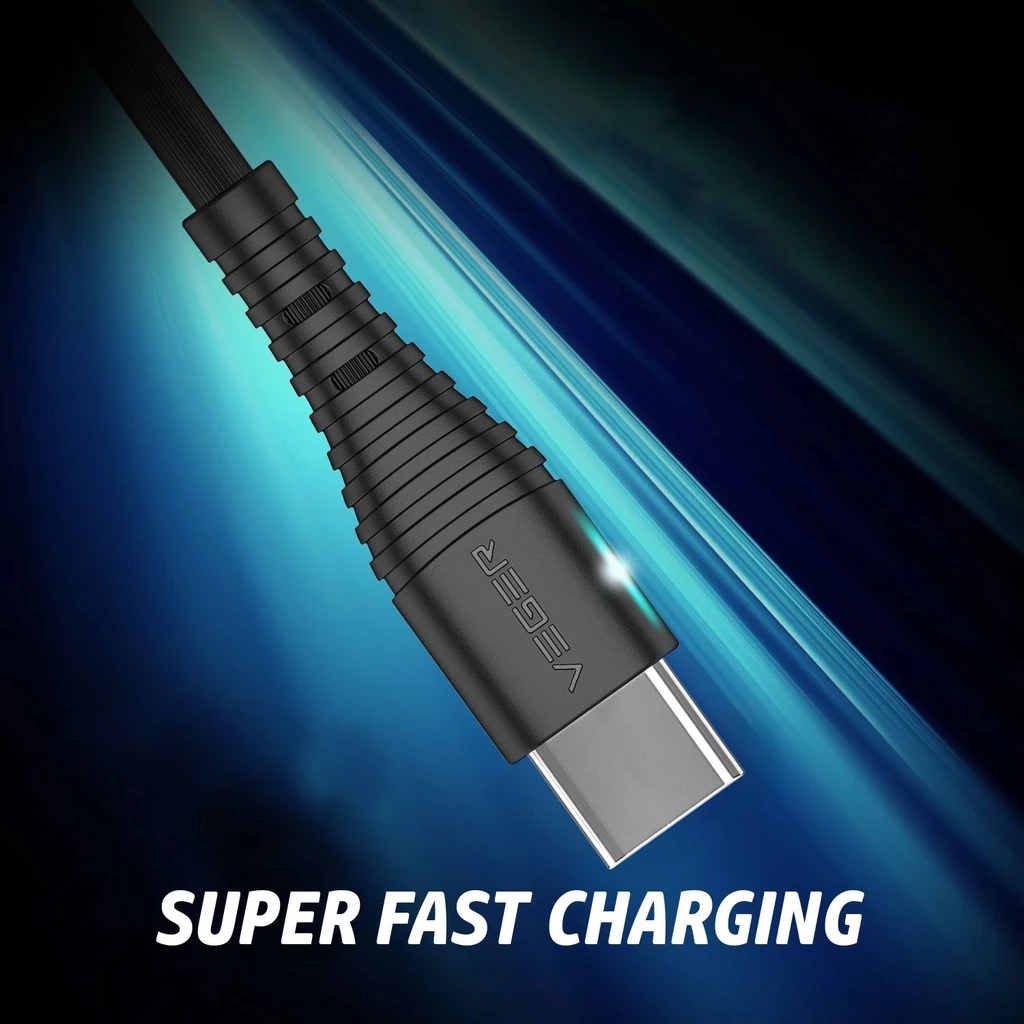 VEGER Kabel Data Cable Rocket USB Type C 3.0 3.0A Quick Charge Fast Charging 1 Meter