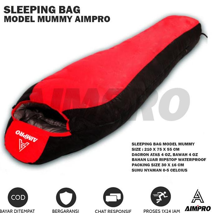 Jual Viral Sleeping Bag Mummy Aimpro Dacron 4Oz Original Waterproof ...