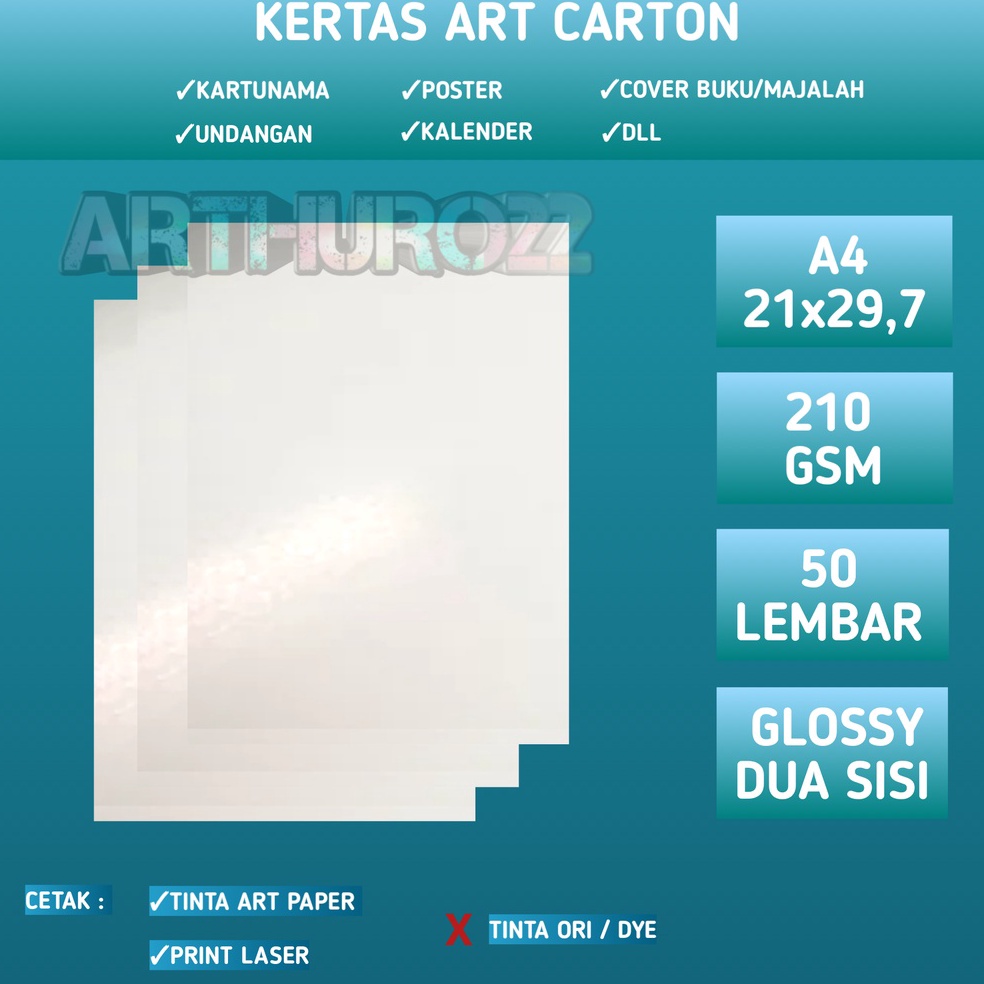 Jual Kilat Hemat Kertas art carton/art paper 210 gsm A4 isi 50 lembar