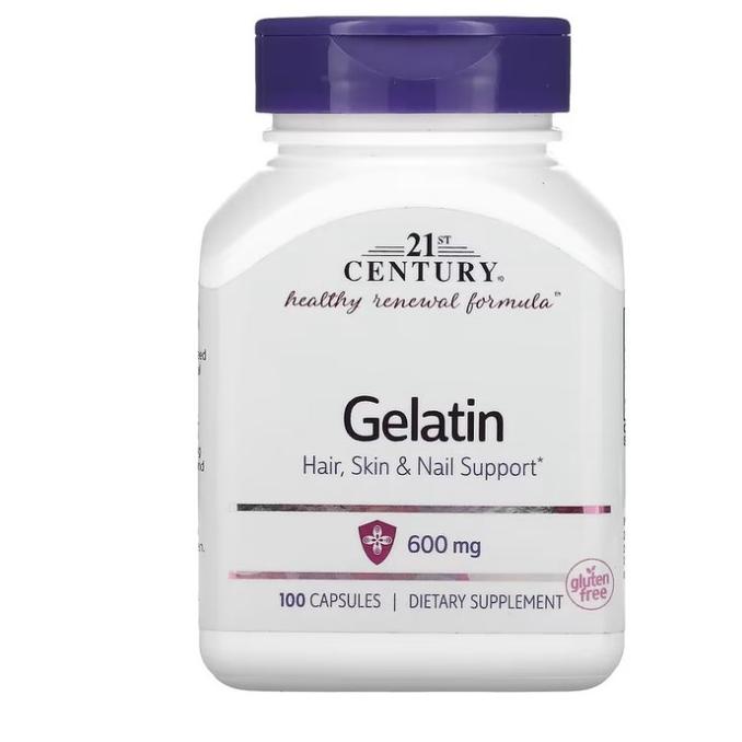 Jual 21ST CENTURY GELATIN 600MG 600 MG 100 CAPSULES Hair Skin Nail