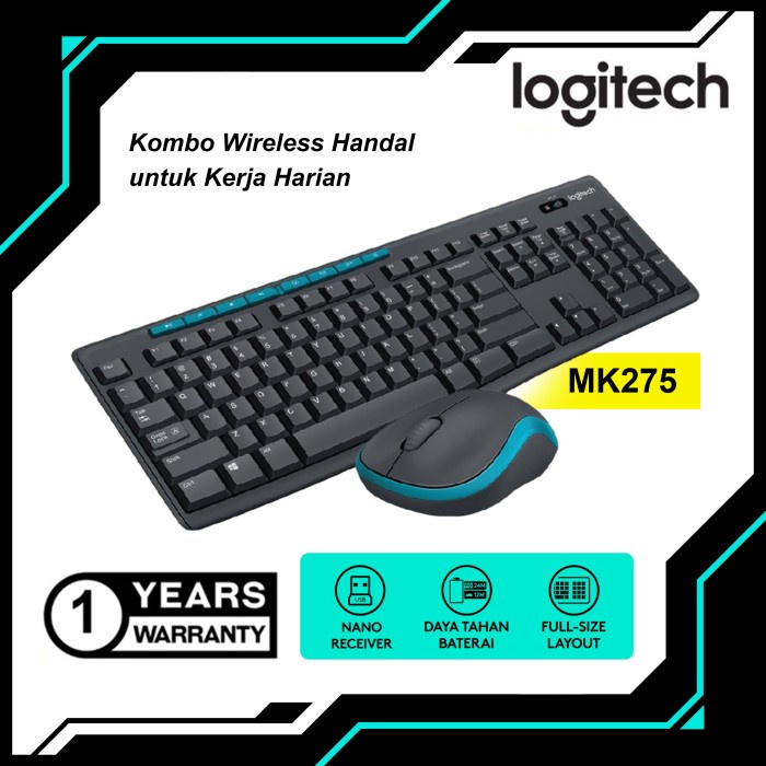 Jual LOGITECH MK275 COMBO KEYBOARD MOUSE WIRELESS MULTIMEDIA KEYS ...