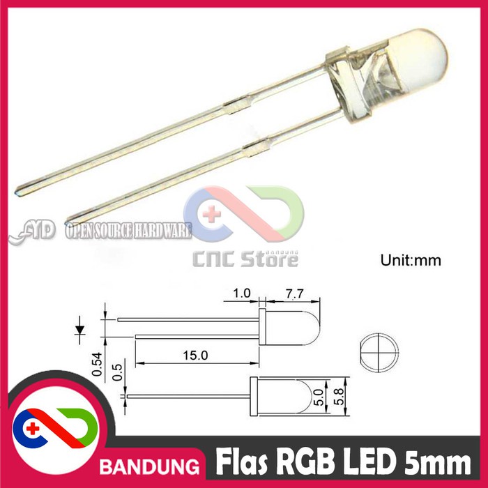 Jual LED FLASHING THREE COLOR COLORFUL 5MM RGB LIGHT CLEAR DUA KAKI ...