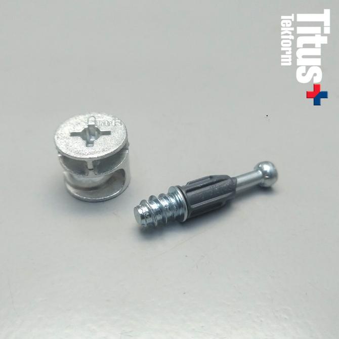 Jual Cam 15 x 18/19 dan Dowel 24 x 8,5mm Minifix TITUS Baut