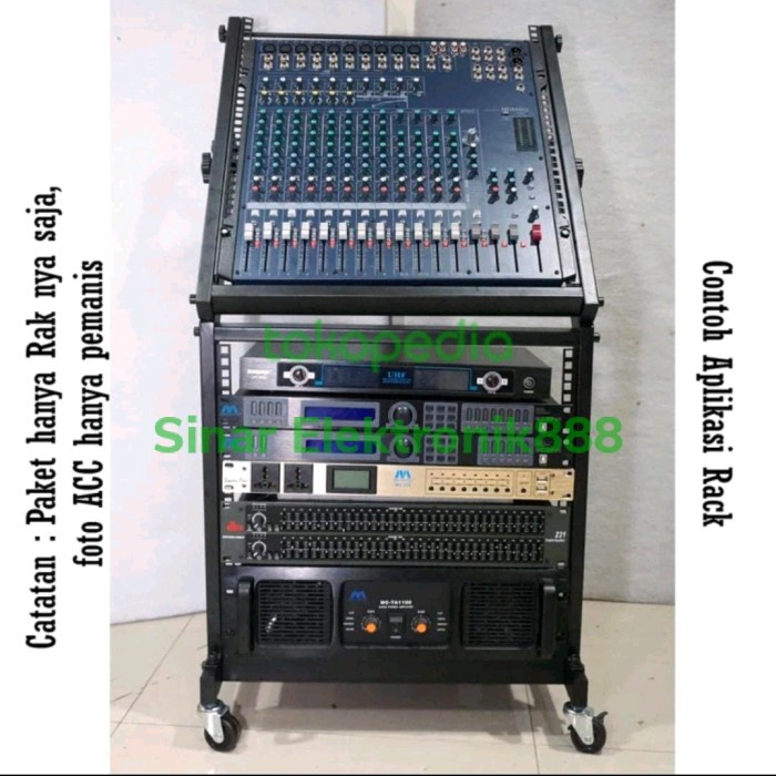Jual Rack Power 10 U + Mixer Audio / Rak Tempat Acc Sound System
