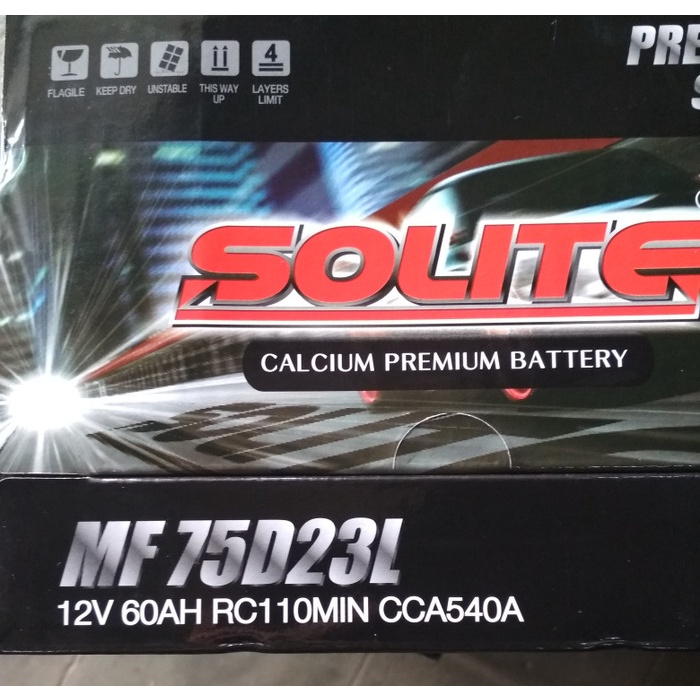 Jual [Baru] 55D23L Solite /Mf 75D23L - 12V60Ah Calcium Limited | Shopee ...