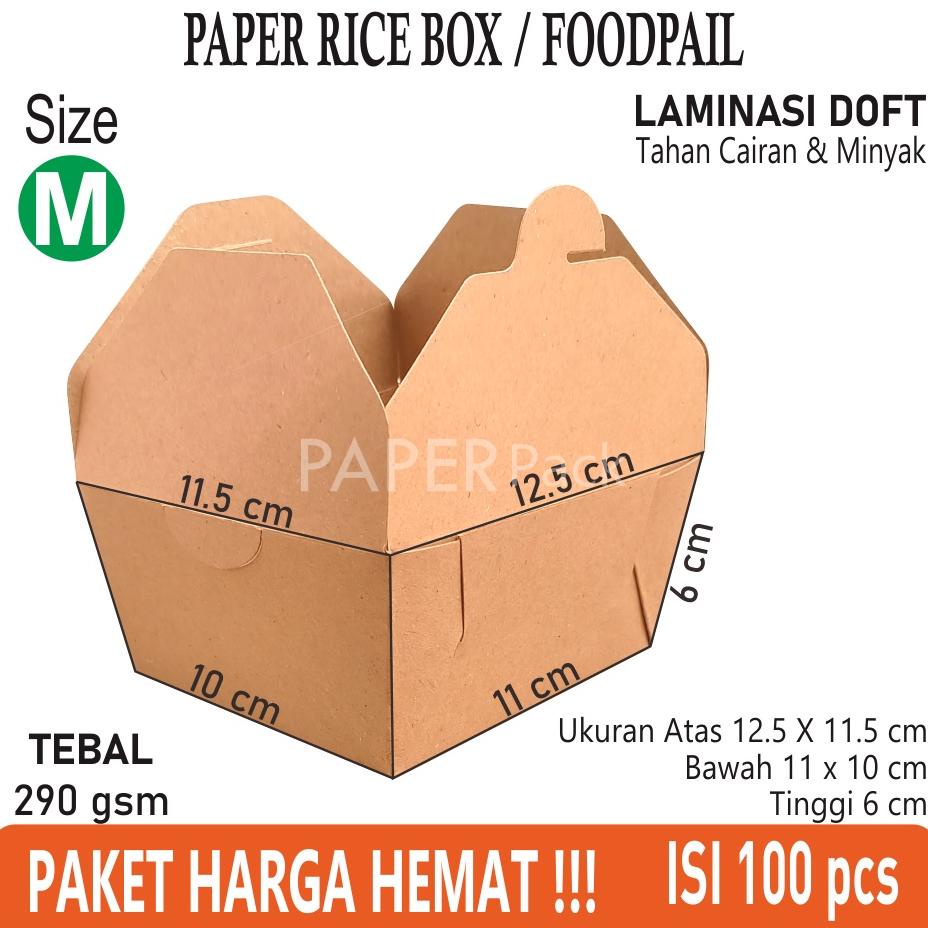 Jual PROMO FOOD PAIL PAKET 100PCS/PAPER RICE BOX SEDANG/RICEBOWL/DUS ...