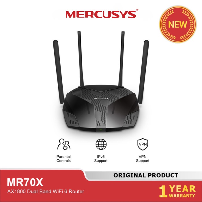 Jual MERCUSYS MR70X AX1800 DUAL BAND WiFi 6 ROUTER | Shopee Indonesia