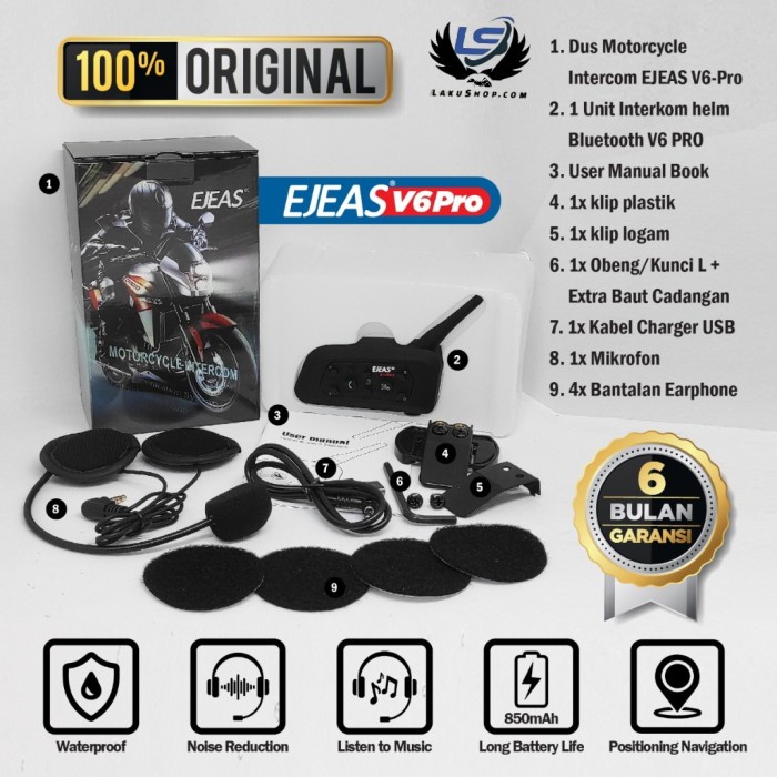Jual Ejeas V6 Pro Bluetooth Helm Intercom 6 Rider | Shopee Indonesia