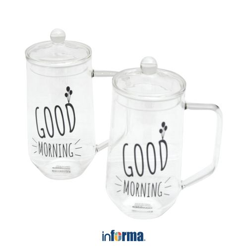 Jual Informa Appetite 700 ml Set 2 Pcs Gelas Dengan Tutup Good Morning ...
