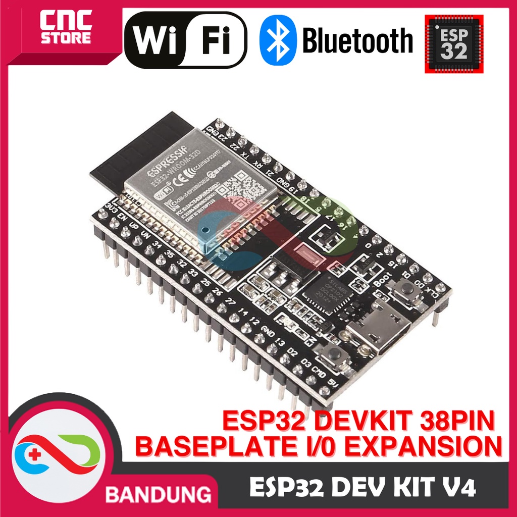 Jual ESP32 ESP-32 DEVKITC V4 WROOM-32D WIFI BLUETOOTH DEVELOPMENT BOARD ...