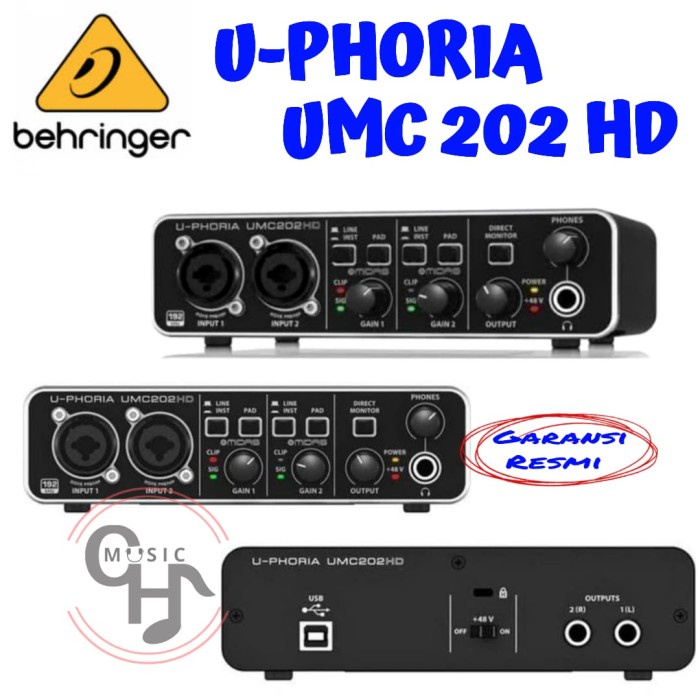 Jual Behringer Umc202/Hd Audiophile 2X2, 24-Bit/192 Khz Usb Audio ...