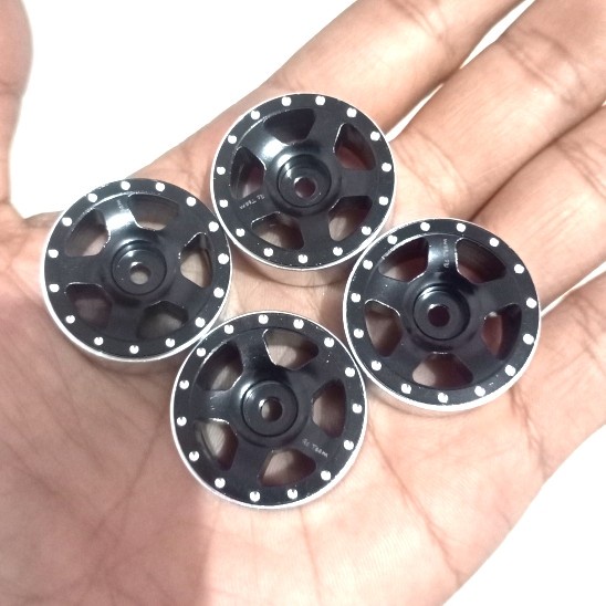 1.3 Inch Aluminum Beadlock Wheels & Tires For SCX24, TRX4M RC Crawlers (4PCS) | Rainbow Color
