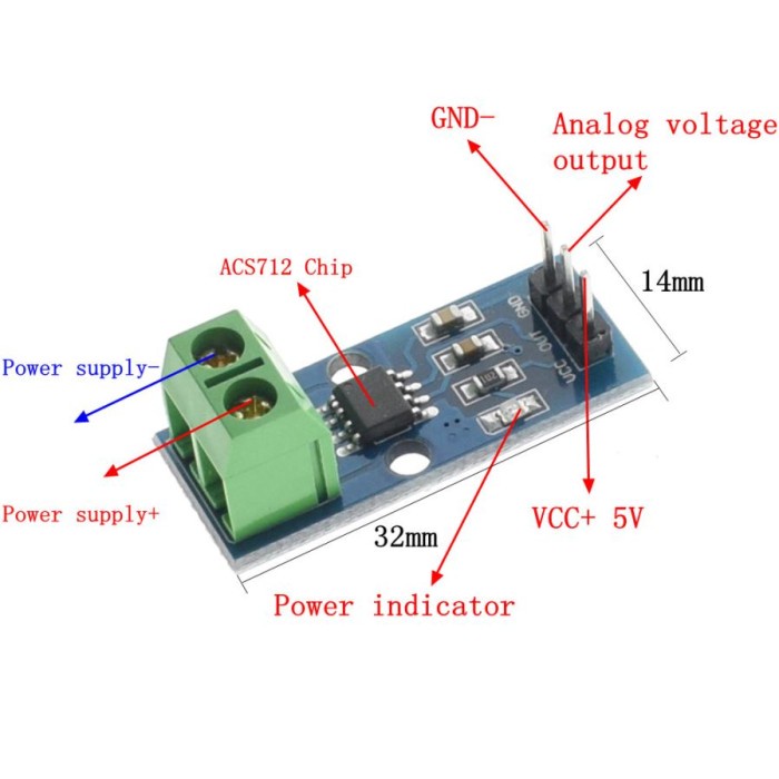 Jual Sensor Arus Acs712 Acs712elc 30a 30a Pendeteksi Modul Current