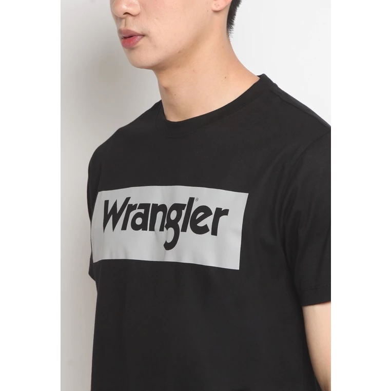 Kaos Pria Hitam Wrangler Premium Cotton Regular Fit Original foto 3
