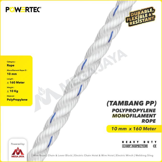 Jual Tali Tambang PP 10 mm x 200 m Polypropylene PP Mono Rope POWERTEC ...