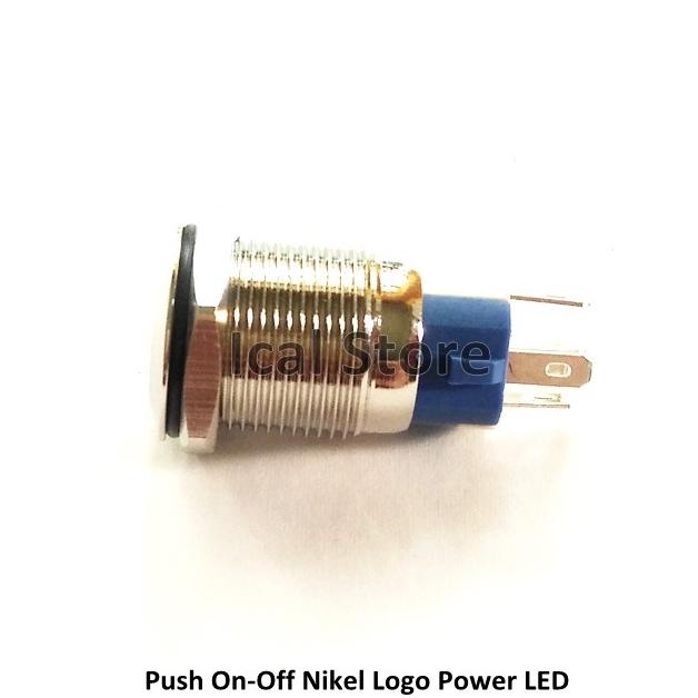 Jual Saklar Push On Off Nikel Logo Power Lampu Stainless ulir 16 mm ...