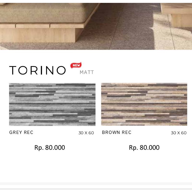 Jual Keramik Matt Motif stone Abu & Coklat Torino Grey Rec/Torino Brown ...