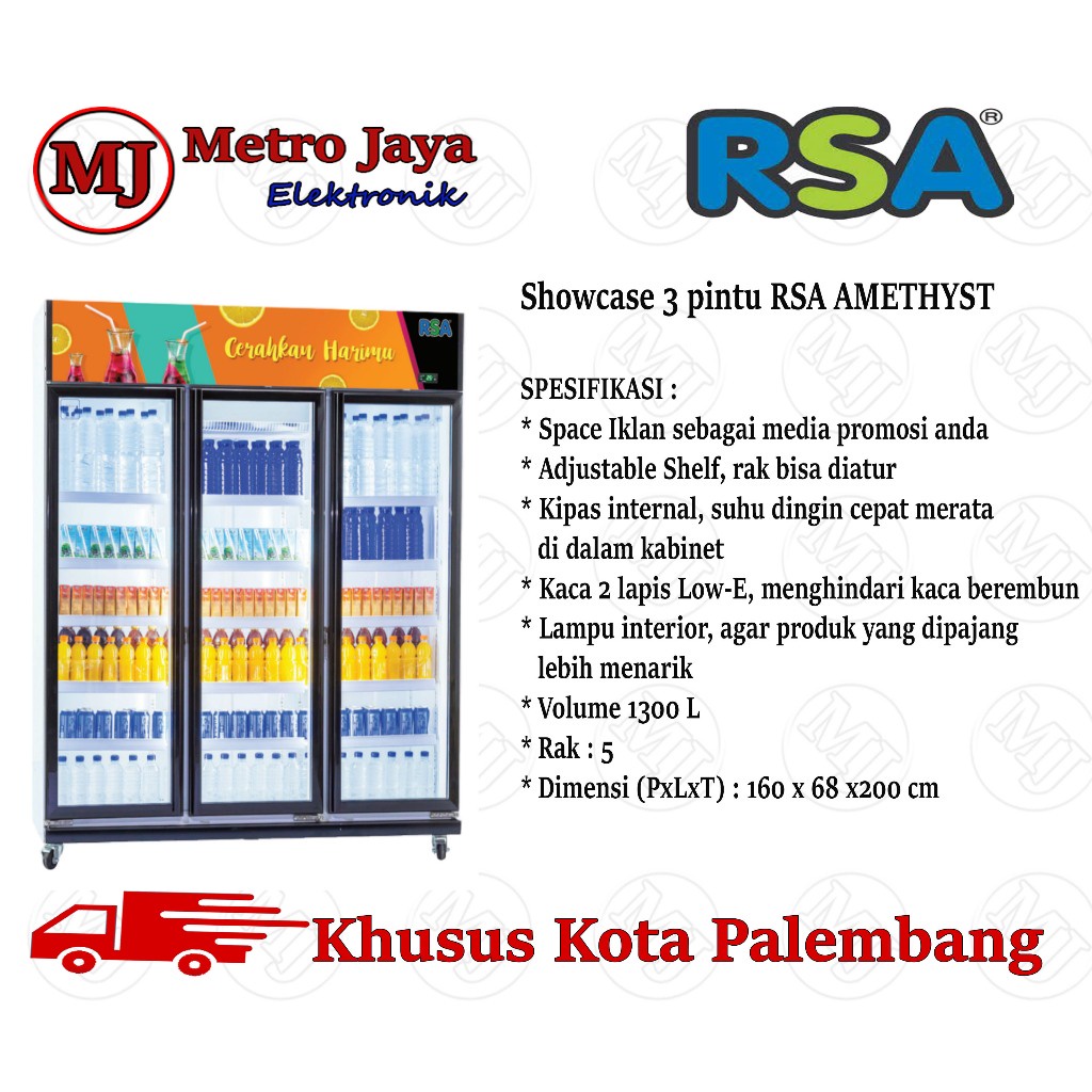 Jual Showcase RSA AMETHYST pendingin minuman 3 pintu 1300 liter 5 Rak ...
