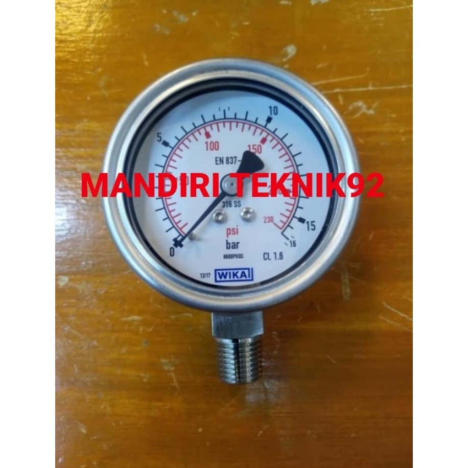 Jual Original Wika Pressure Gauge 232.50.063 Range 16 Bar 2Nd Scale Psi ...