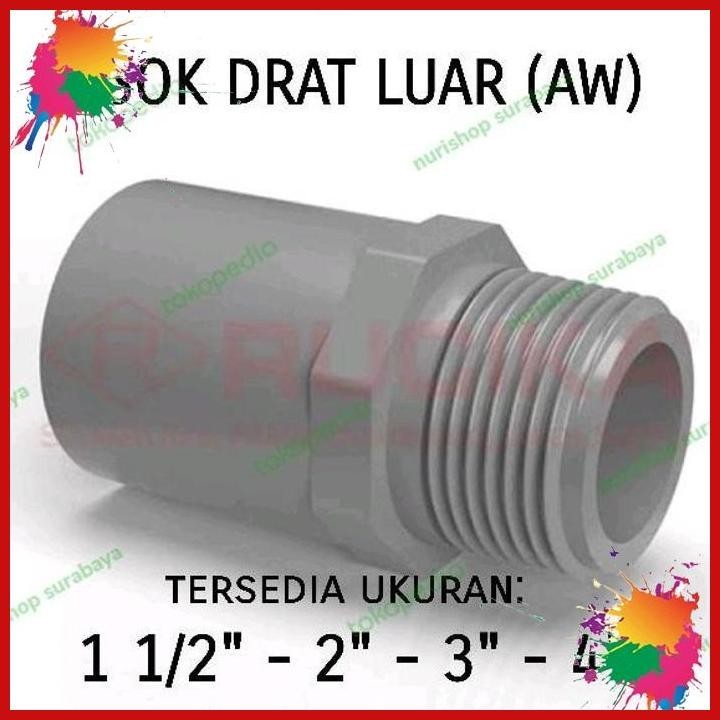 Jual sok shock sock drat luar valve socket 1 1/2