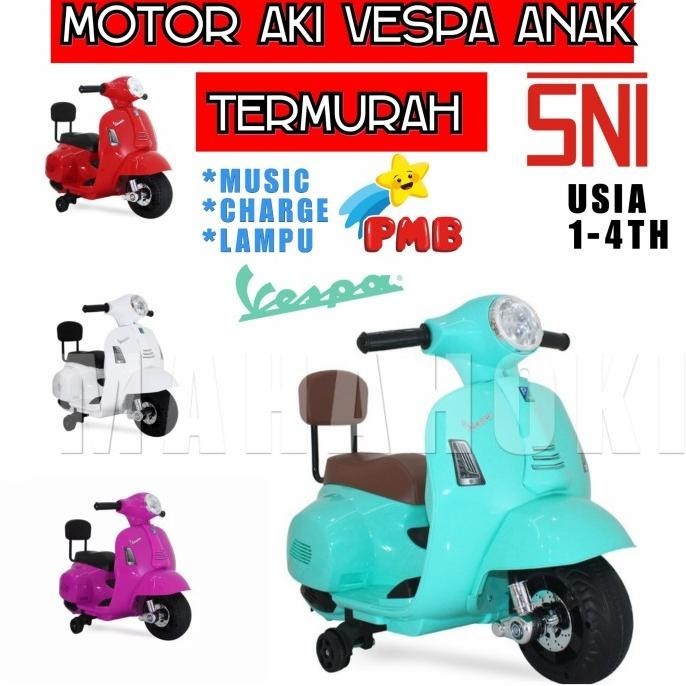 Jual Motor Aki Pmb M788 Mainan Anak Lisensi Asli Vespa Klasik-Scooter ...