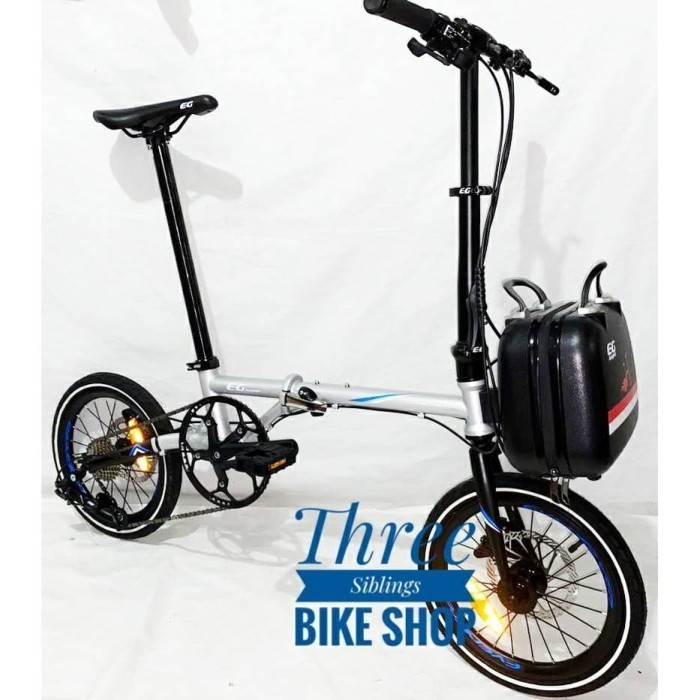 Jual Sepeda Lipat Evergreen Maximus Silver Biru 16 Inch Dengan Tas ...