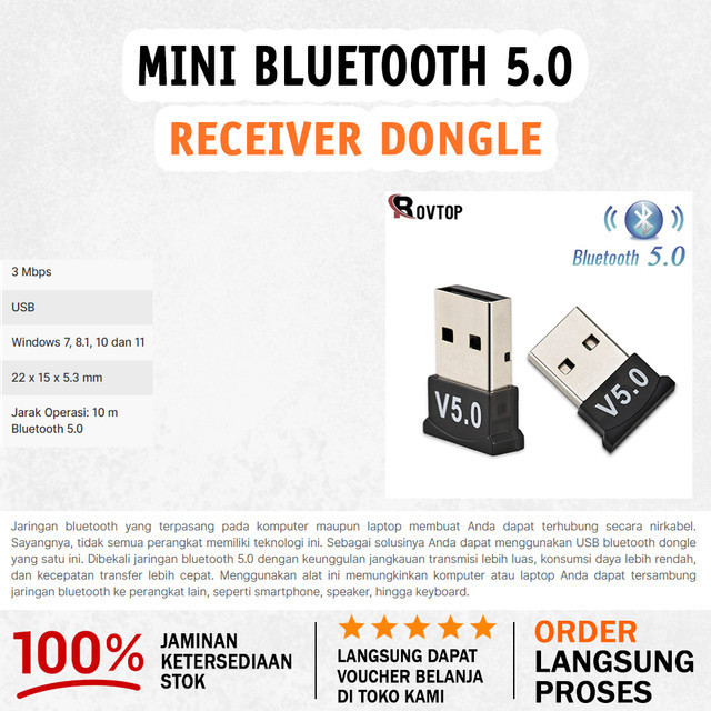 Toko Komputer Online Malang  Jual USB Bluetooth Dongle 5.0 Mini USB murah