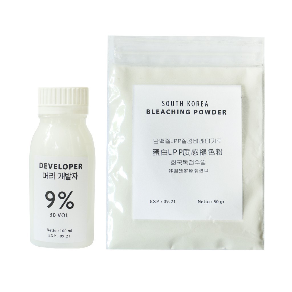 Jual Bk Korean Bleach Powder 50Gr + Developer 100Ml / Bleaching Rambut