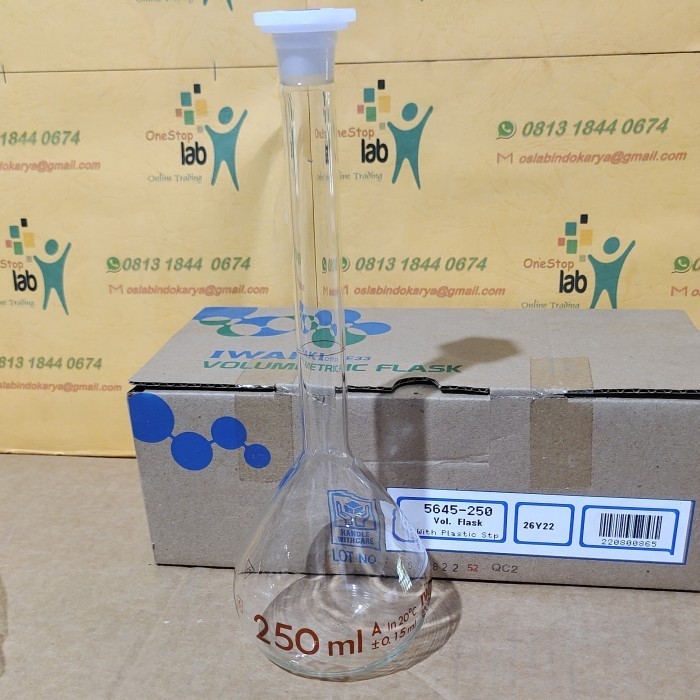 Jual Labu Ukur Clear 250 Ml Pp Stopper Volumetric Flask Iwaki Asli Shopee Indonesia 8678