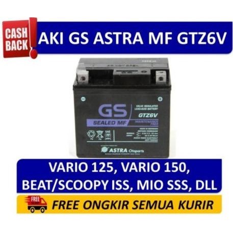Jual Harga Promo Aki Gs Astra Gtz6V 100% Original Untuk Motor Motor