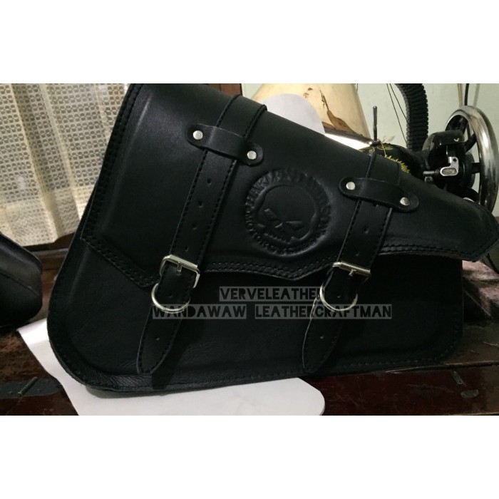 Motorfiets PU Lederen Zadeltassen Bagage Zwart Links Rechts Gereedschapstas Voor Voor Harley Sportster XL 883 XL1200 Softail accessoires zijkant (Color : 3