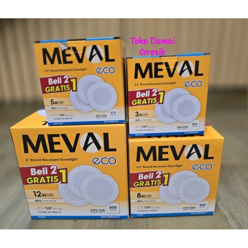 Jual Meval Paket (2+1) Downlight Led panel inbow IB 8w beli 2 free 1 ...