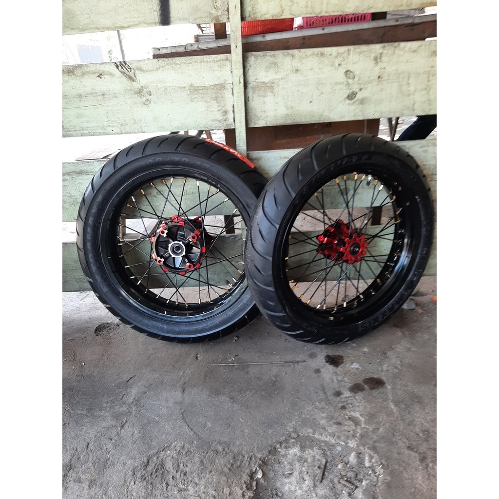 Jual Roda Set Supermoto CRF Ban Maxxis Gede Wheelset Sumo CRF150L Velg ...