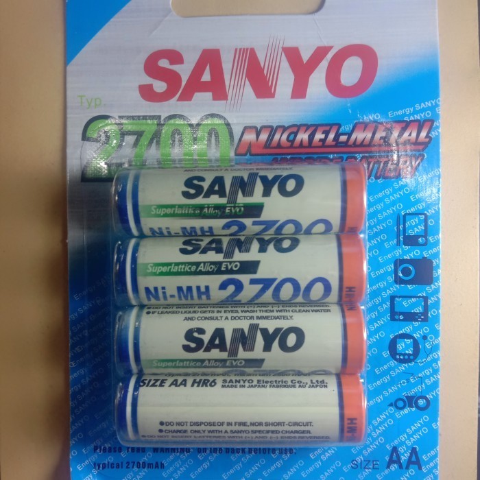 Jual Bateray Charger Sanyo AA 2700 mAh 1,2 V 4PCS | Shopee Indonesia