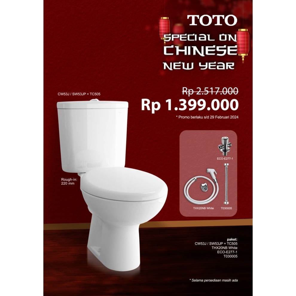 Jual Promo Paket Kloset Duduk Toto Cw53J + Thx20Nb#W + T030005 + E277-1 ...