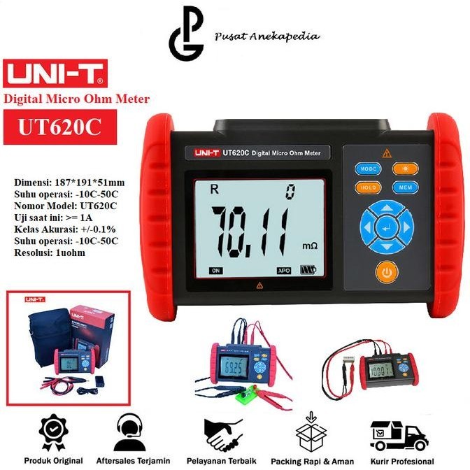 Jual Uni-T Ut620C Digital Micro Ohm Meter Dc Low Resistance Meter Kabel ...
