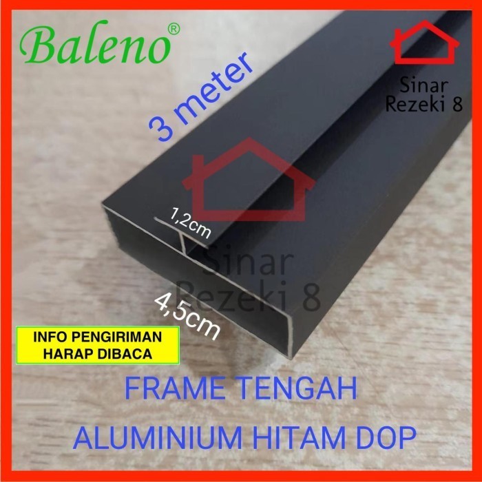 Jual New!! Frame Aluminium Tengah Hitam Profil Lis List Frame Kaca ...