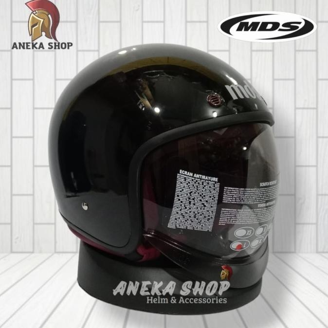 Jual HELM MDS MAGNUM POLOS BLACK GLOSS | HELM RETRO CLASSIC | HELM BOGO ...