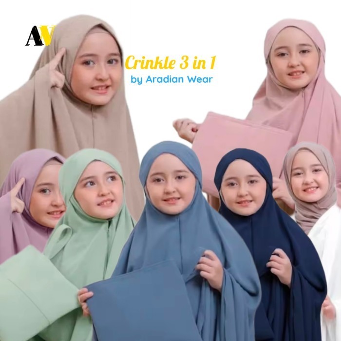 Jual Gratis Ongkir Mukena Anak Tanggung 3 in 1 Cringkle Airflow LESTY