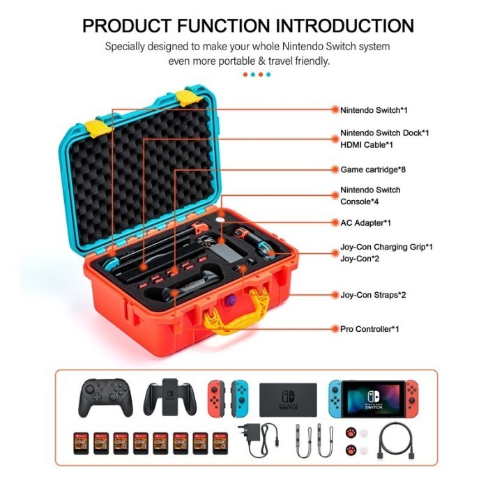 Jual Devaso Waterproof Nintendo Switch V1 V2 Oled Hard Case Storage Bag ...