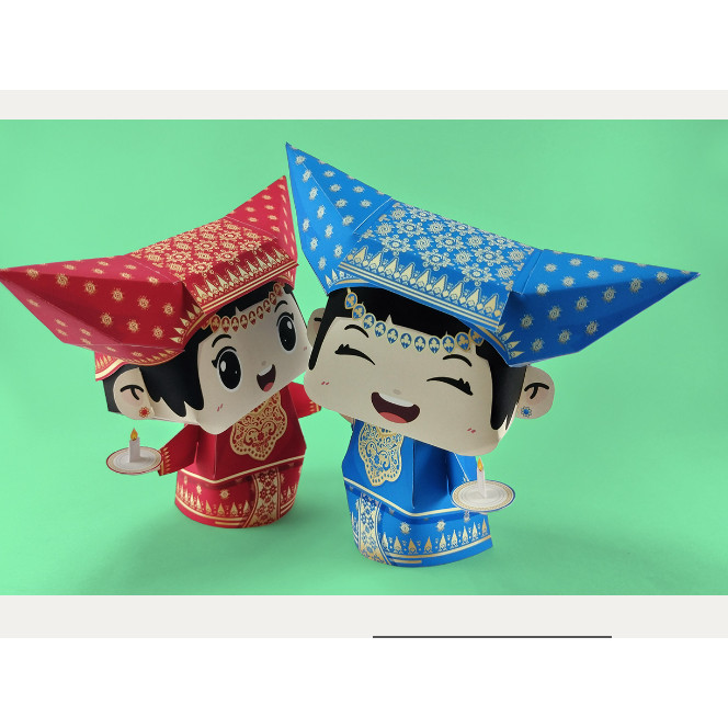 Tari Daerah Lilin isi 2pc Minangkabau Sumatera Barat papercraft miniatur sejarah warisan dunia diy kerajinan kertas tangan mainan edukatif edukasi anak dewasa belajar pendidikan diecast