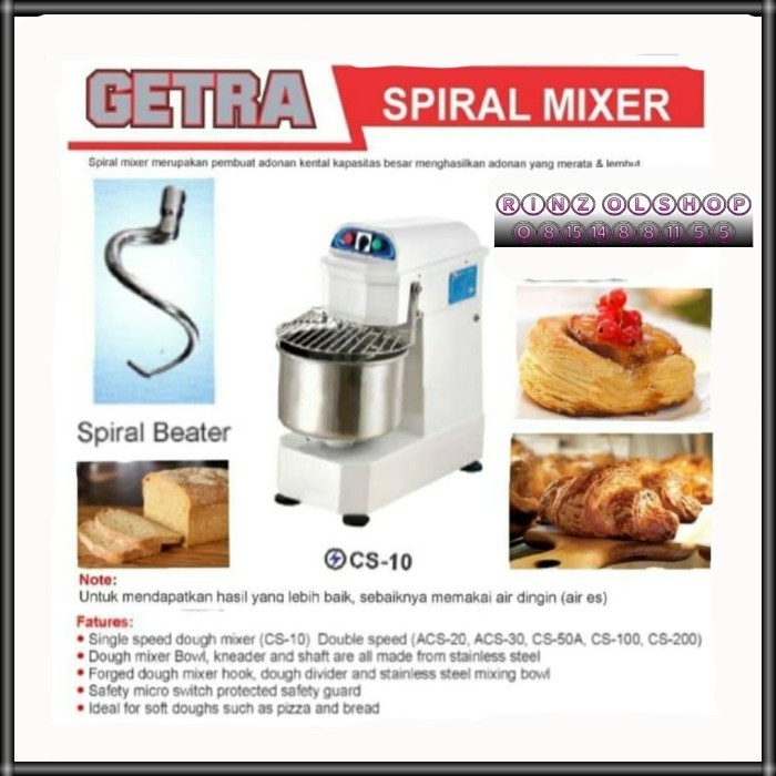 Jual Spiral Mixer Getra Dh-10 Mesin Membuat Adonan Roti 10L Tipe Lama ...