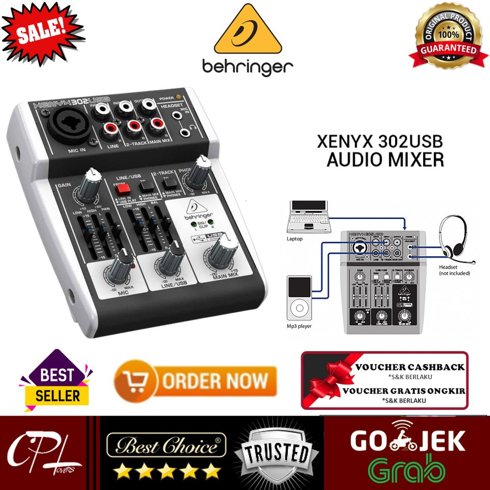 Jual Behringer Xenyx 302 Usb 3Channel Mixer Original Dan Terpercaya Shopee Indonesia
