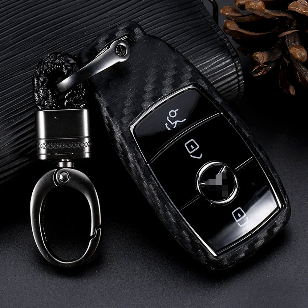 Jual Silicone Car Key Case, Carbon Fiber Case for Mercedes Benz A, C, E ...