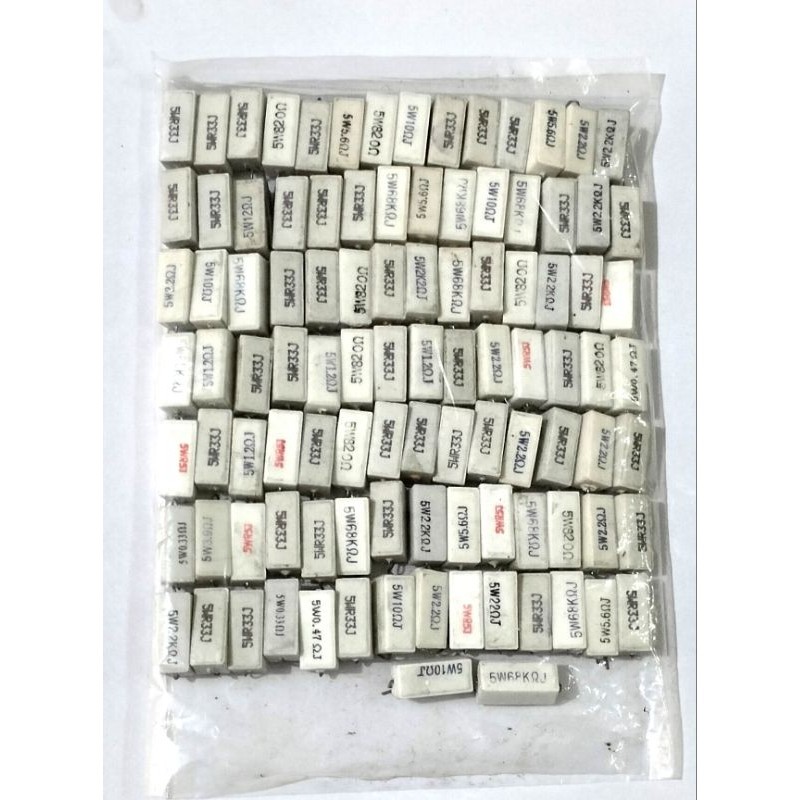 Jual Resistor Kapur 5watt (Ukuran Random isi 100pcs) | Shopee Indonesia