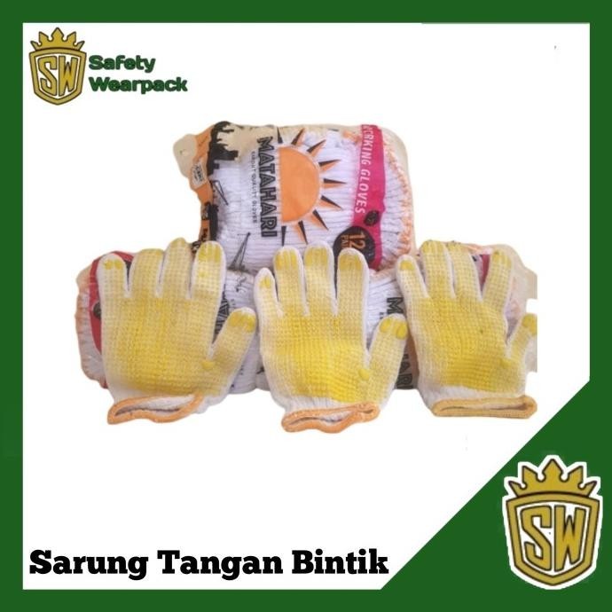 Jual Sarung Tangan Kain Matahari Bintik Kuning Lusinan Sarung Tangan