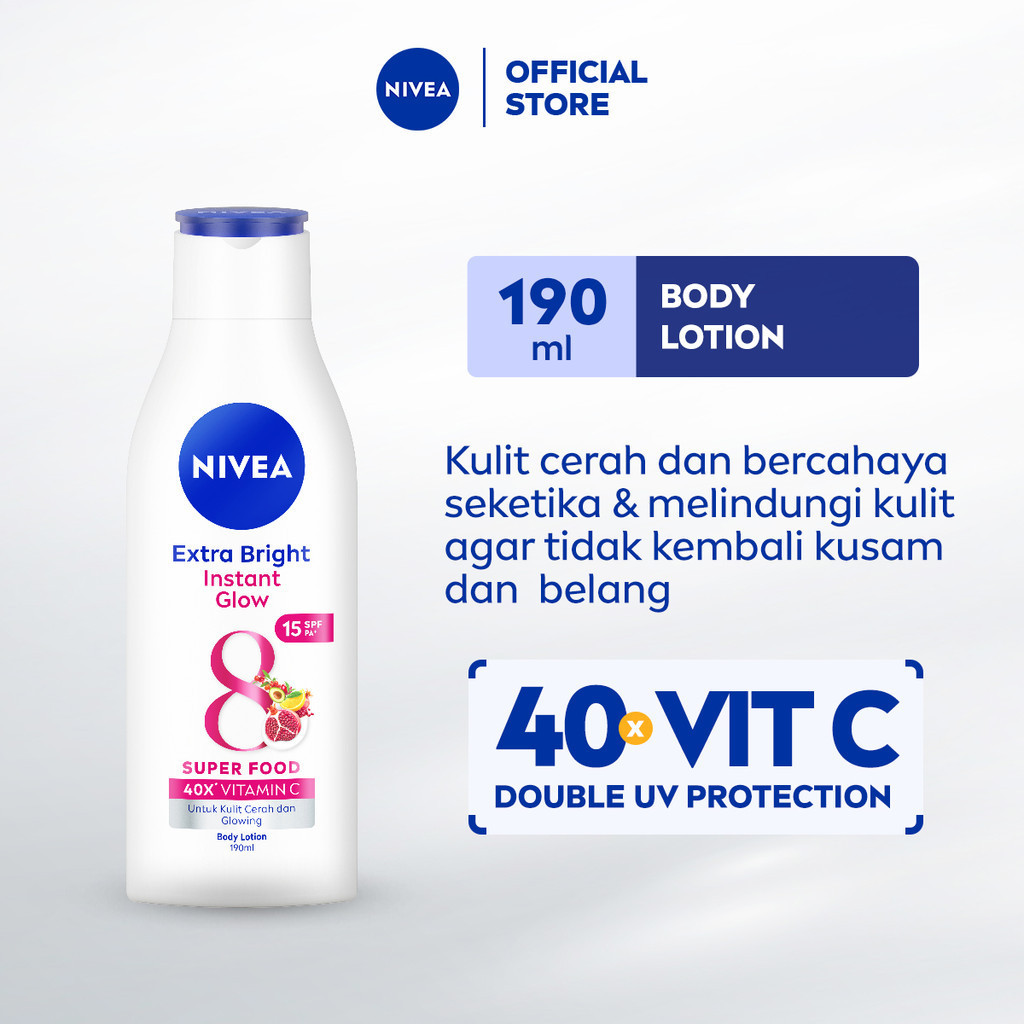 Jual NIVEA Body Lotion Extra Bright Instant Glow SPF15 190ml ...