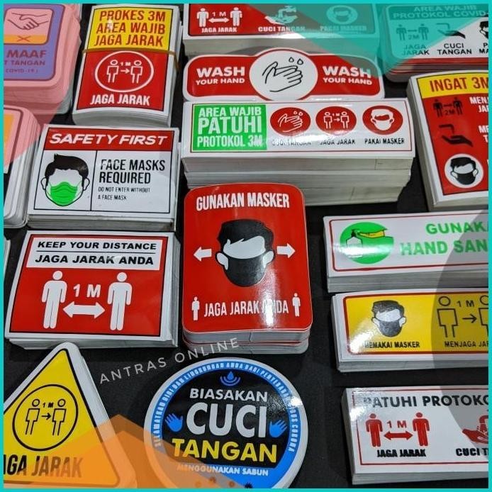 Jual Stiker prokes isi 50pcs - sticker peringatan protokol kesehatan 3M ...