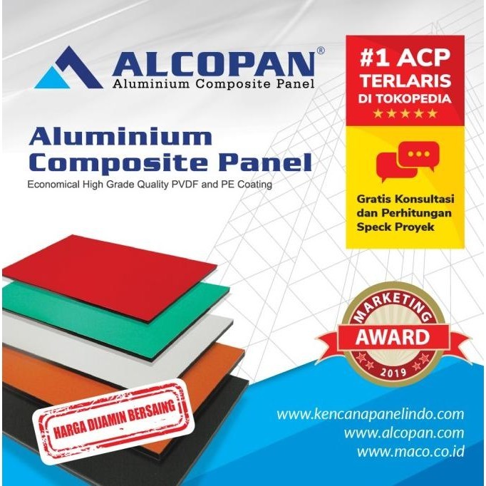 Jual ACP warna pink kuning coklat hijau silver - Aluminium composite ...