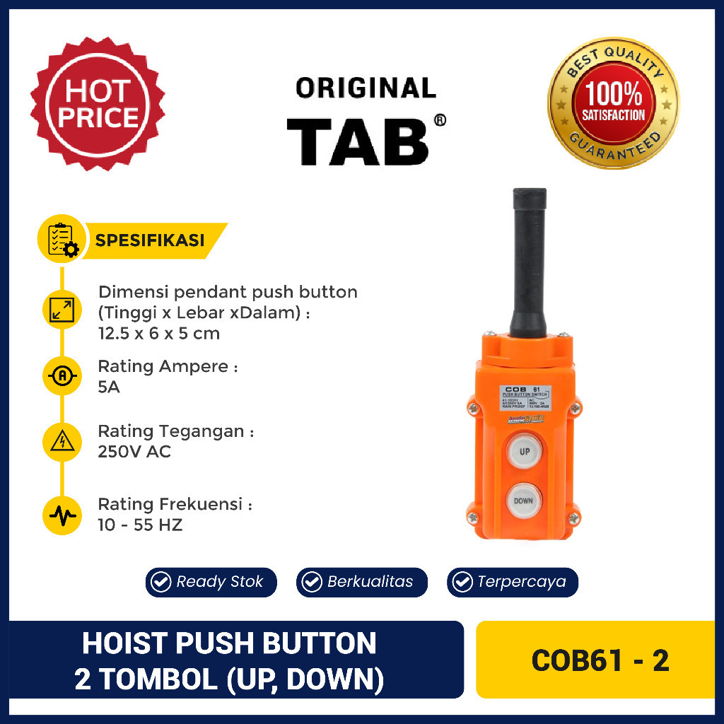 Jual Hoist Push Button COB61 - 2 Tombol (Up, Down) TAB - Mudah Dipakai ...